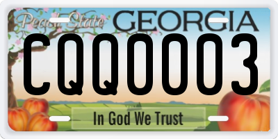 GA license plate CQQ0003