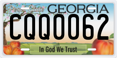 GA license plate CQQ0062
