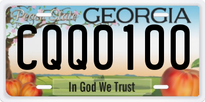 GA license plate CQQ0100