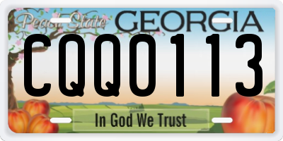 GA license plate CQQ0113