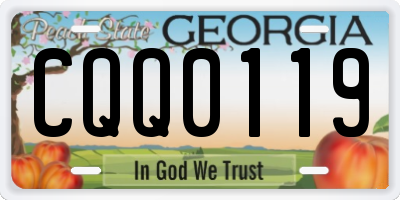 GA license plate CQQ0119
