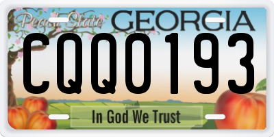 GA license plate CQQ0193