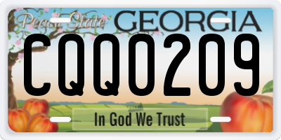 GA license plate CQQ0209
