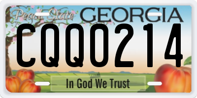 GA license plate CQQ0214