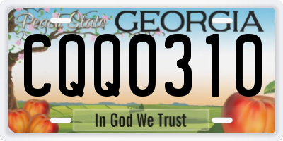 GA license plate CQQ0310