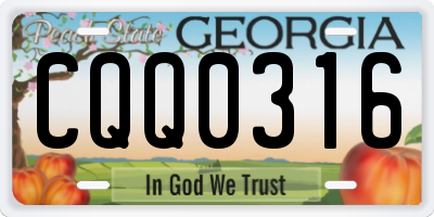 GA license plate CQQ0316