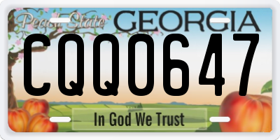 GA license plate CQQ0647