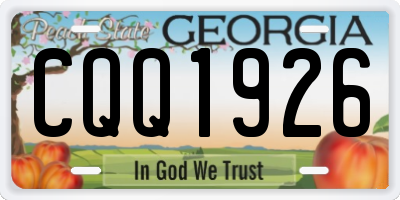 GA license plate CQQ1926
