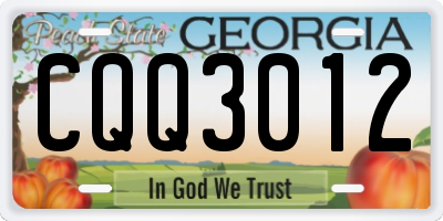 GA license plate CQQ3012