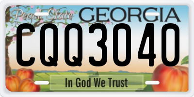 GA license plate CQQ3040