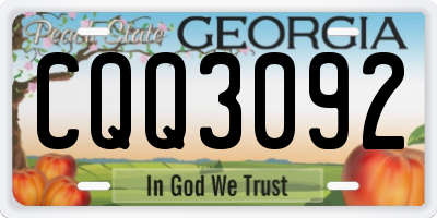 GA license plate CQQ3092