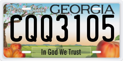 GA license plate CQQ3105