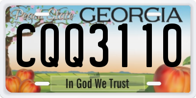 GA license plate CQQ3110