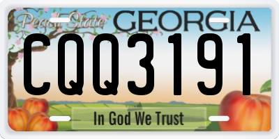 GA license plate CQQ3191
