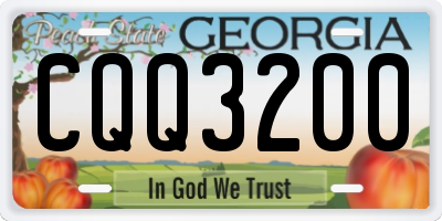 GA license plate CQQ3200
