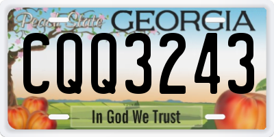 GA license plate CQQ3243