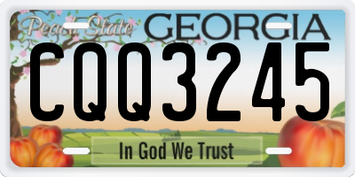 GA license plate CQQ3245