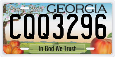 GA license plate CQQ3296
