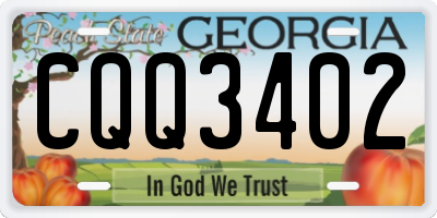 GA license plate CQQ3402