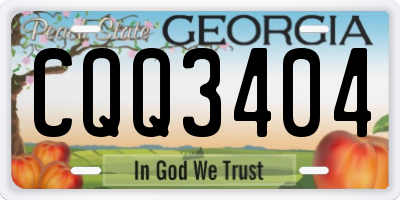 GA license plate CQQ3404