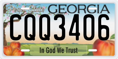 GA license plate CQQ3406