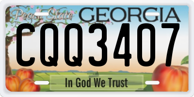 GA license plate CQQ3407
