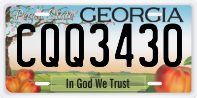 GA license plate CQQ3430