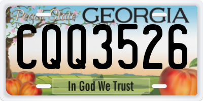 GA license plate CQQ3526
