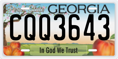 GA license plate CQQ3643