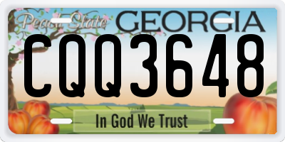 GA license plate CQQ3648