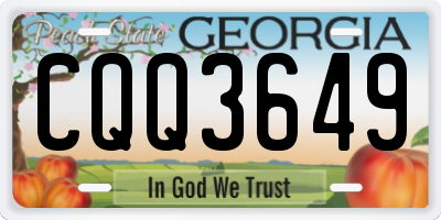 GA license plate CQQ3649