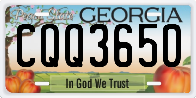 GA license plate CQQ3650
