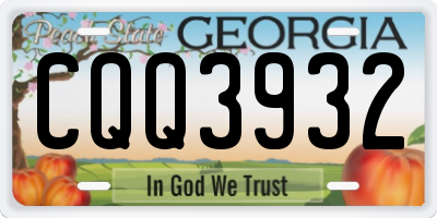GA license plate CQQ3932