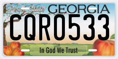 GA license plate CQR0533