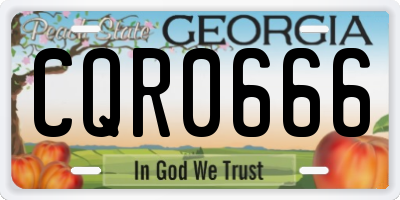 GA license plate CQR0666