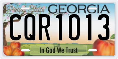 GA license plate CQR1013