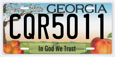 GA license plate CQR5011