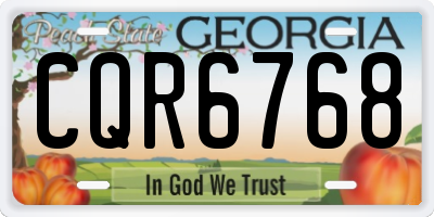 GA license plate CQR6768