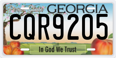 GA license plate CQR9205