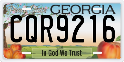 GA license plate CQR9216