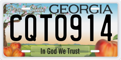 GA license plate CQT0914