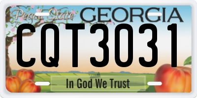GA license plate CQT3031