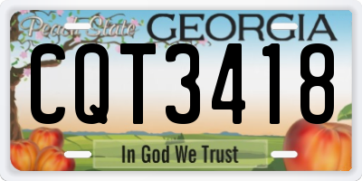 GA license plate CQT3418