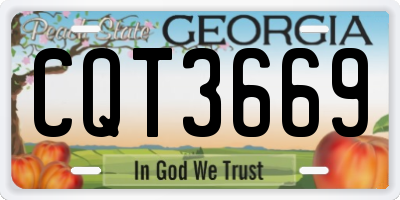 GA license plate CQT3669