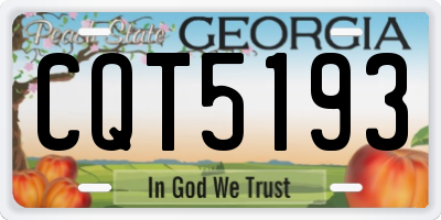 GA license plate CQT5193