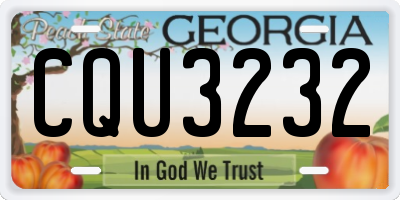 GA license plate CQU3232