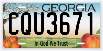 GA license plate CQU3671