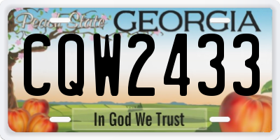GA license plate CQW2433