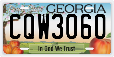 GA license plate CQW3060