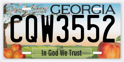 GA license plate CQW3552